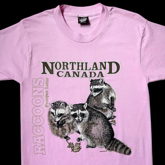 90s vintage Northland Canada Raccoons T-shirt single stitch animal graphic. - Picture 2 of 7